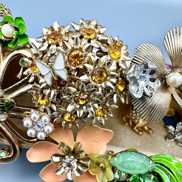 Repurposed Vintage Ceramic Rollin Pin Planter Upcycled Jewelry Art Floral - Picture 8 of 9